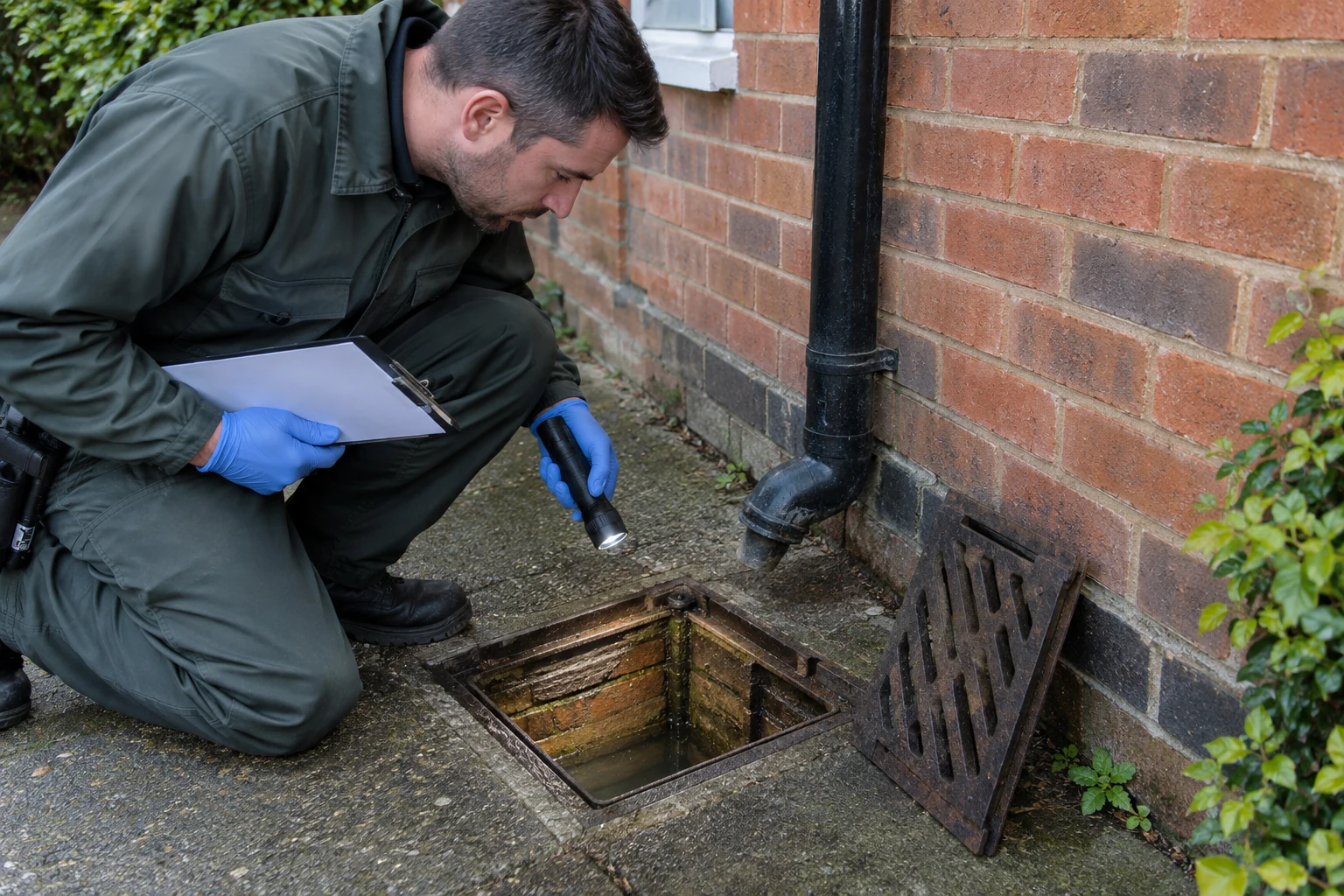 Pest control technician inspecting a property for professional mouse treatment
